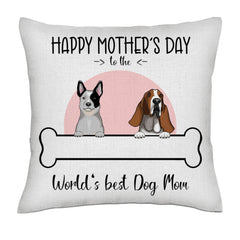 Happy mothers day to the worlds best Dog Mom (Frontal) - Linen Pillowcase + Pillow Insert Set