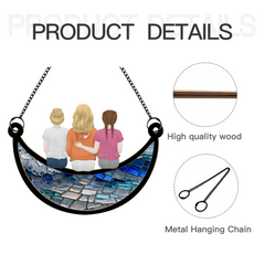 The best mom is sitting on the moon-Personalized Custom Window Hangings