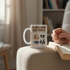 Personalized Dog Mom Mug - Custom Girl and Her Dogs Ceramic Coffee Cup - Unique Pet Lover Gift