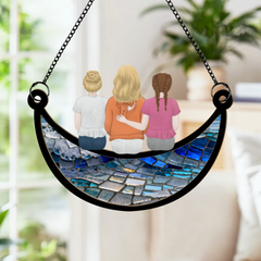 The best mom is sitting on the moon-Personalized Custom Window Hangings