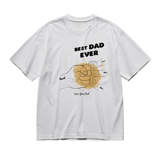 Best dad ever - hands lineart (heart acrylic)-200g High-Quality 100% Cotton T-Shirt with Heat Transfer Printing