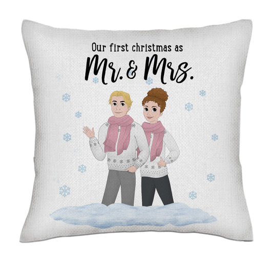 Christmas is better with you - Disney style frontal- Linen Pillowcase + Pillow Insert Set