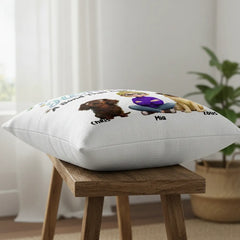 Custom Dog & Girl Linen Pillowcase - Up to 4 Dogs - Personalized Gift for Dog Lovers