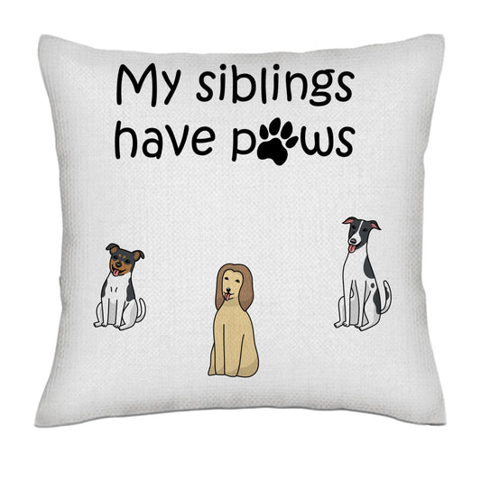 My sibling has paws - Frontal - Dog- Linen Pillowcase + Pillow Insert Set