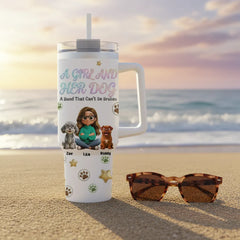 Personalized 40oz Tumbler with Handle - "A Girl And Her Dog" Custom Travel Mug