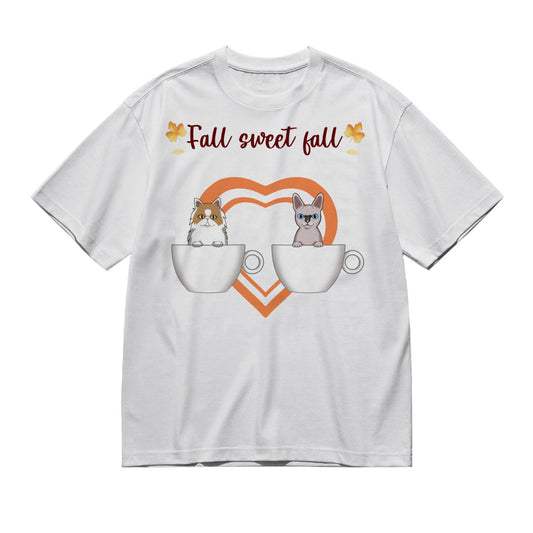 Fall sweet fall (Cats Frontal)-200g High-Quality 100% Cotton T-Shirt with Heat Transfer Printing