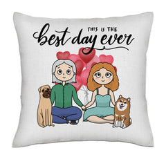 The best day ever (dogs) - Kawaii Frontal- Linen Pillowcase + Pillow Insert Set