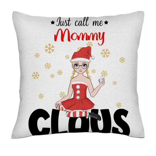 Just call me Mommy Claus - Anime style - Woman- Linen Pillowcase + Pillow Insert Set