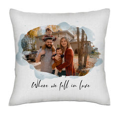 Bless this family - watercolor- Linen Pillowcase + Pillow Insert Set