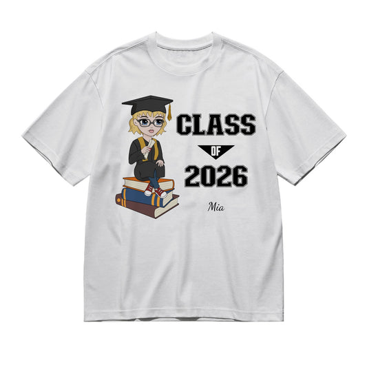 Class of... - Cartoon style woman/man-200g High-Quality 100% Cotton T-Shirt with Heat Transfer Printing