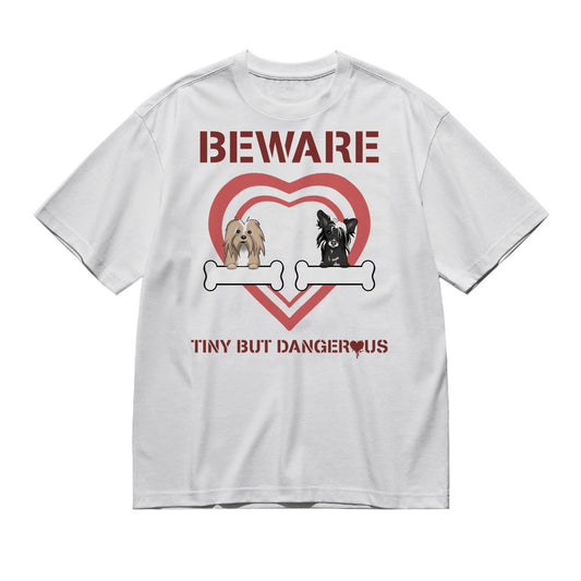 Beware! Tiny but dangerous (Dogs Frontal)-200g High-Quality 100% Cotton T-Shirt with Heat Transfer Printing