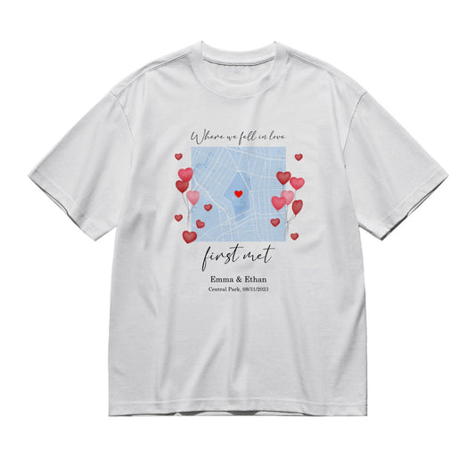 Where we first met... - city maps-200g High-Quality 100% Cotton T-Shirt with Heat Transfer Printing