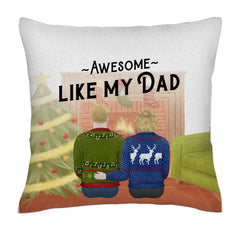 Awesome like my Dad (Back - Pencil Style) christmas- Linen Pillowcase + Pillow Insert Set