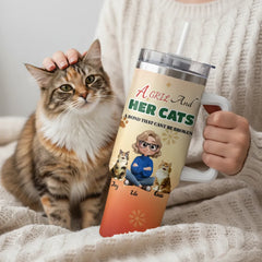The "A Girl and Her Cats" Custom 40oz Tumbler with Handle - Fits Car Cup Holders & Keeps Ice for Hours