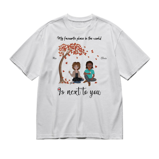 My favourite place in the world is next to you - Doll style couple-200g High-Quality 100% Cotton T-Shirt with Heat Transfer Printing