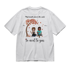 My favourite place in the world is next to you - Doll style couple-200g High-Quality 100% Cotton T-Shirt with Heat Transfer Printing