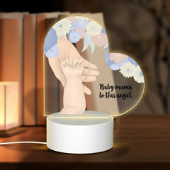 Baby mama to this angel - heart acrylic-Personalized Heart-Shaped Acrylic Light Board with Base