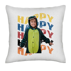 Background words - Photo - Warped text- Linen Pillowcase + Pillow Insert Set