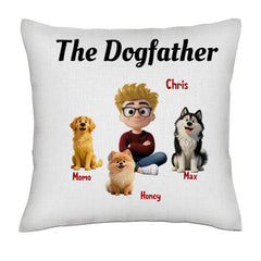 Custom Linen Dog Pillow - "The DogFather" Personalized Pet Throw Cushion - Premium Linen Fabric Gift for Dog Lovers