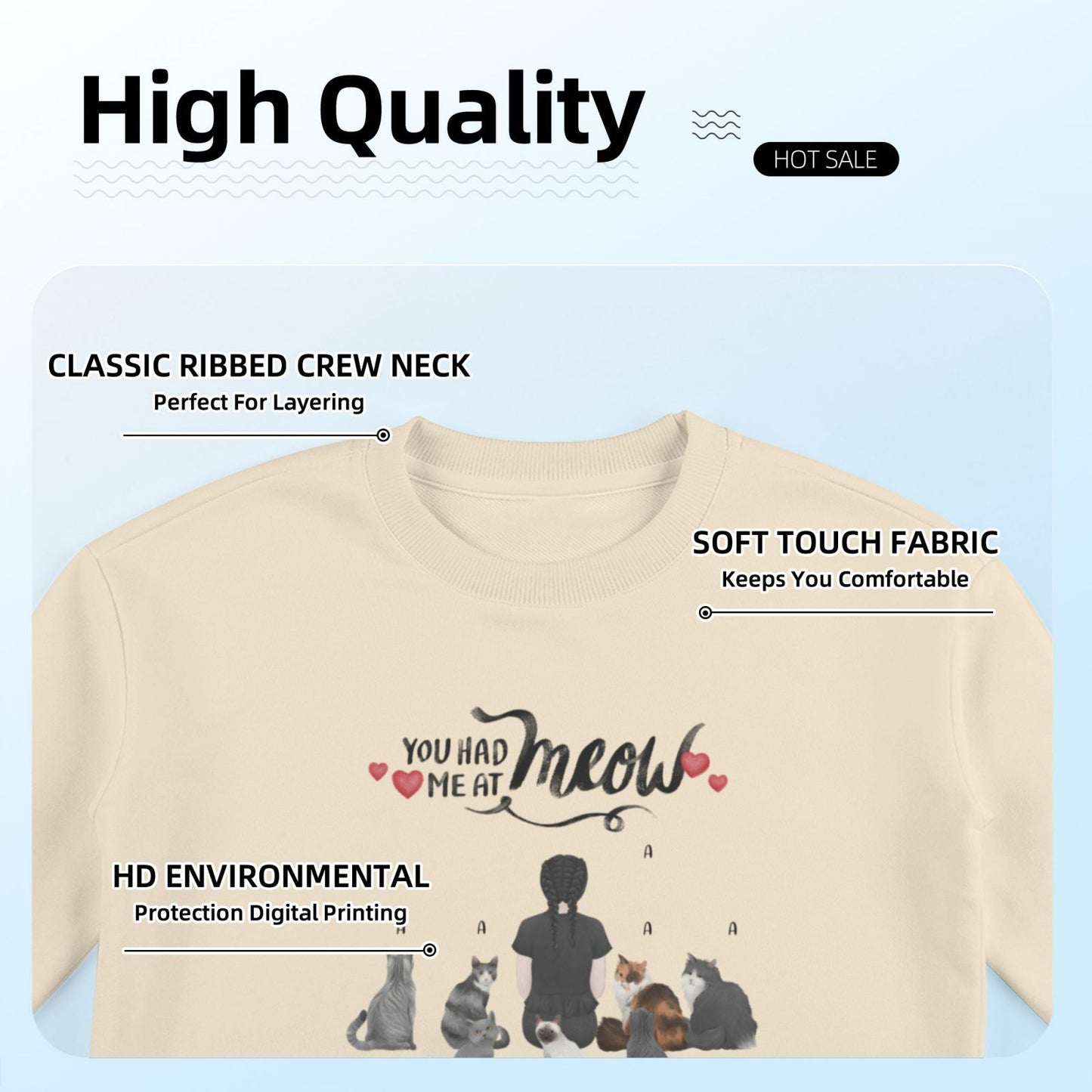 Cats are my favorite people - Personalized Custom Eight-Color 310G Cotton Crew-Neck Sweatshirt