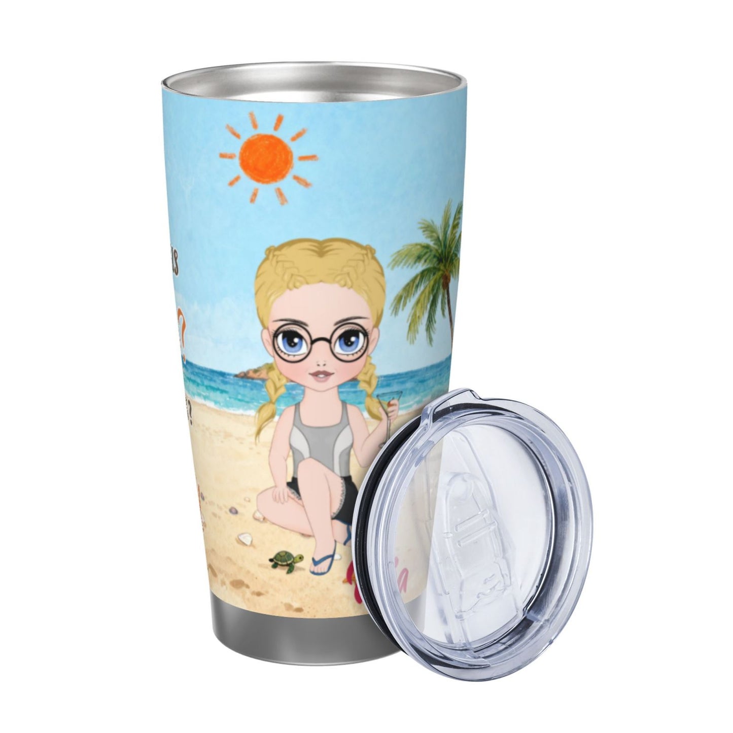 What Day Is Today Who Cares Summer Vibe, Beach-Personalized Custom 20OZ Insulated Car Tumbler