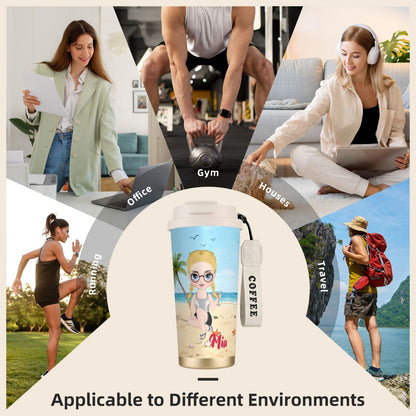 What Day Is Today Who Cares Summer Vibe, Beach-Personalized Custom 316 Stainless Steel Dual-Drinking Water Bottle