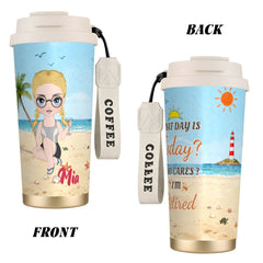 What Day Is Today Who Cares Summer Vibe, Beach-Personalized Custom 316 Stainless Steel Dual-Drinking Water Bottle