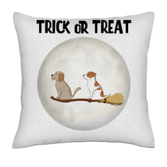 Trick or Treat - Full color side face - Dogs- Linen Pillowcase + Pillow Insert Set