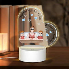 Dear dad forget... - (Heart) Man and 1/4 kids -Personalized Heart-Shaped Acrylic Light Board with Base