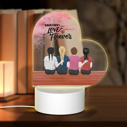 Daughters love is forever-Personalized Heart-Shaped Acrylic Light Board with Base