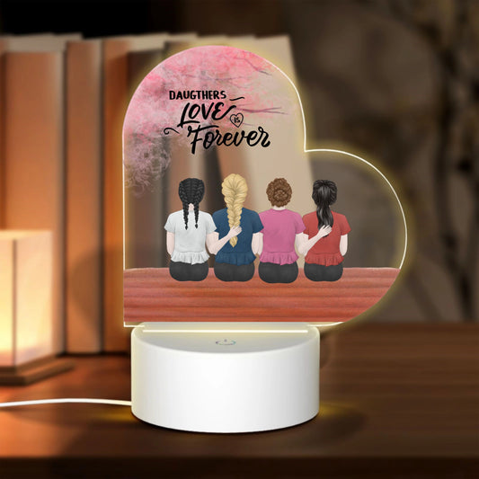 Daughters love is forever-Personalized Heart-Shaped Acrylic Light Board with Base