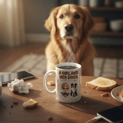 Personalized Dog Mom Mug - Custom Girl and Her Dogs Ceramic Coffee Cup - Unique Pet Lover Gift