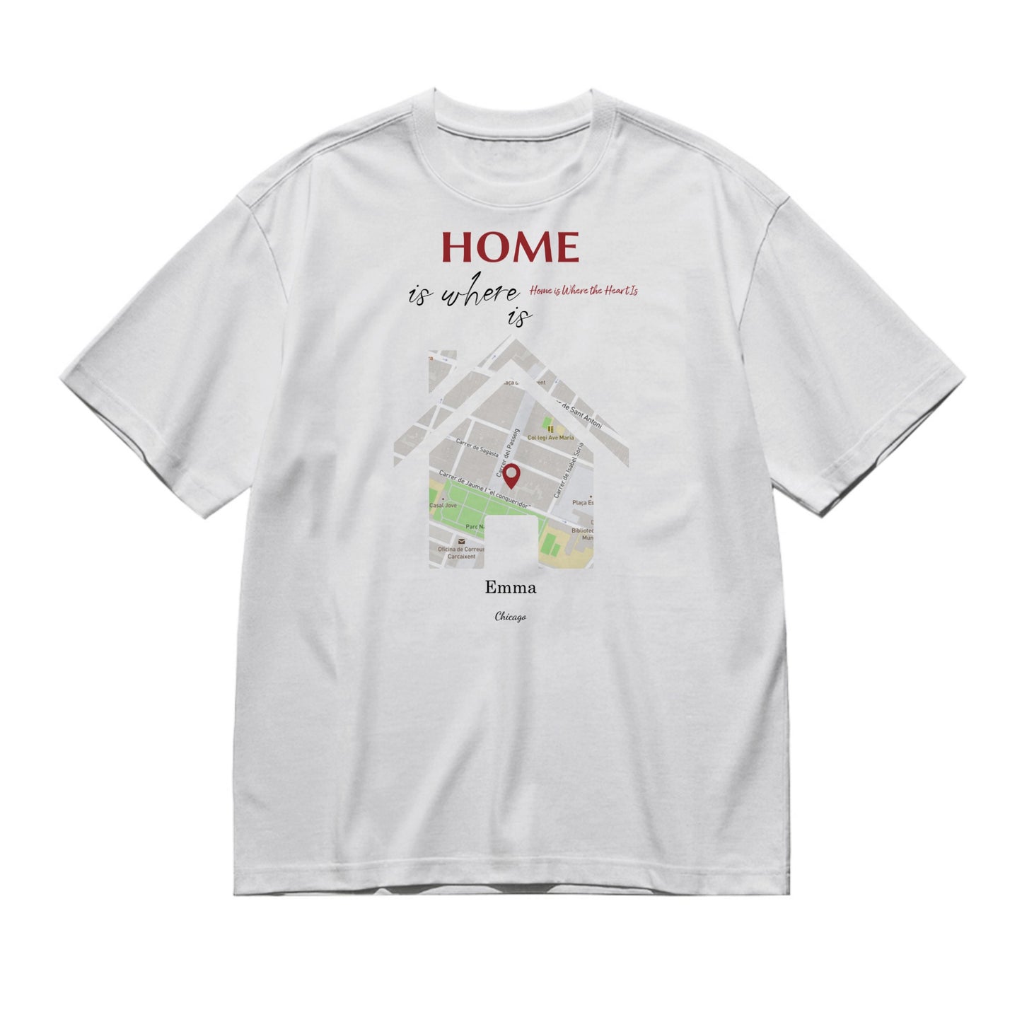 Home is where - is - Maps-200g High-Quality 100% Cotton T-Shirt with Heat Transfer Printing
