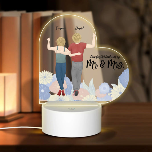 Our first valentines together - pencil style standing (heart)-Personalized Heart-Shaped Acrylic Light Board with Base