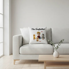 Custom Linen Dog Pillow - "The DogFather" Personalized Pet Throw Cushion - Premium Linen Fabric Gift for Dog Lovers