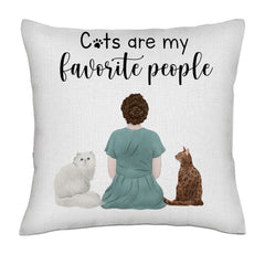 Cats are my favorite people (Woman / Back)- Linen Pillowcase + Pillow Insert Set