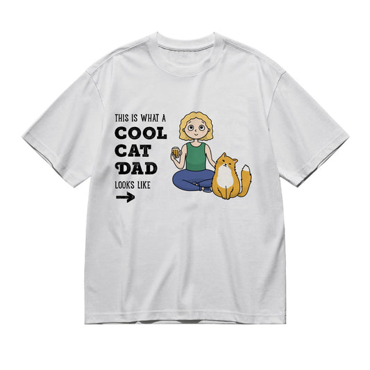 This is what a cool cat dad looks like - Kawaii Style-200g High-Quality 100% Cotton T-Shirt with Heat Transfer Printing