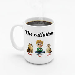 Personalized The Catfather Mug - Custom Cat Dad Gift for Him (Up to 4 Pets)