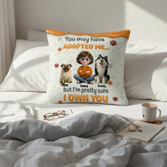 Custom Dog Mom Pillow with 1-4 Dogs, Personalized Pet Owner Gift, Custom Character & Pet Pillow with Names, Linen Pillowcase + Insert Set