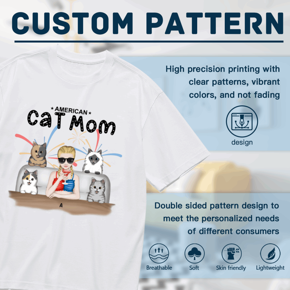 American Cat Mom-Personalization Custom 200g cotton T-shirt
