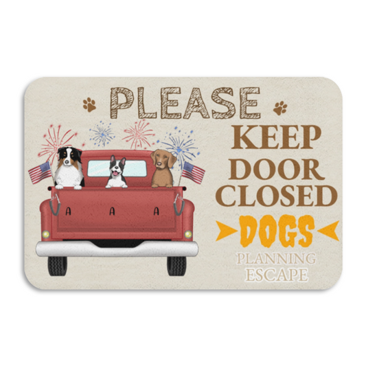 Dogs Planning Escape Truck-Premium Custom Diatomaceous Earth Door Mat | Made in USA