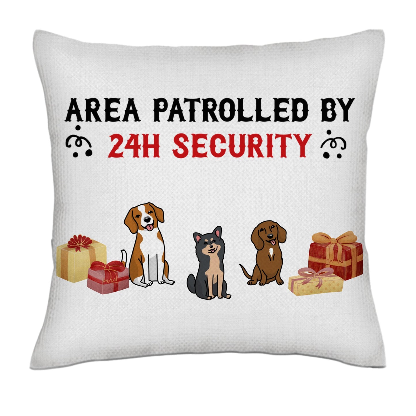 Area patrolled by... (Dogs) - Kawaii Christmas- Linen Pillowcase + Pillow Insert Set