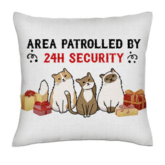 Area patrolled by... (Cats) - Kawaii Christmas- Linen Pillowcase + Pillow Insert Set