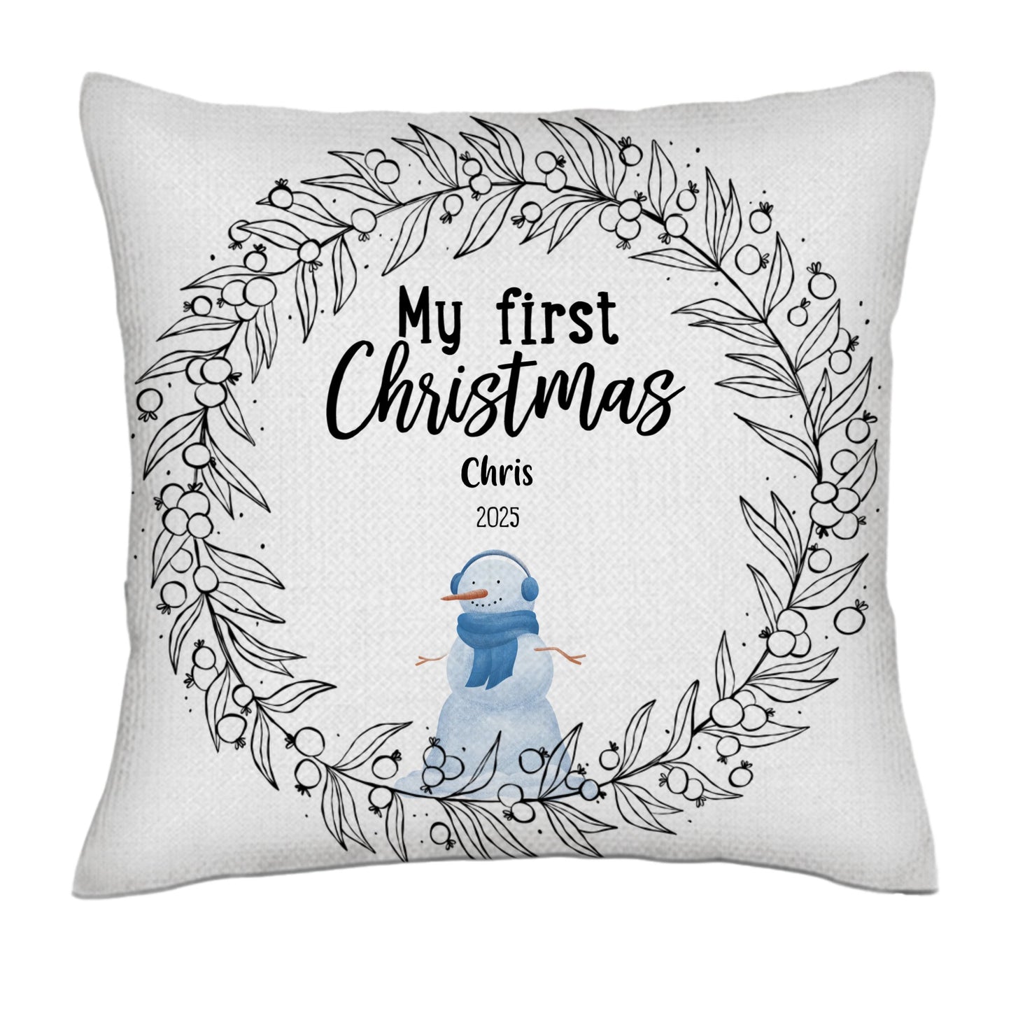 My first christmas- Linen Pillowcase + Pillow Insert Set