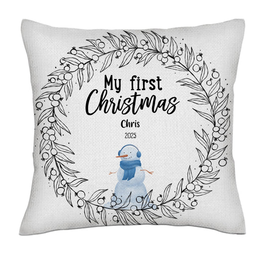 My first christmas- Linen Pillowcase + Pillow Insert Set