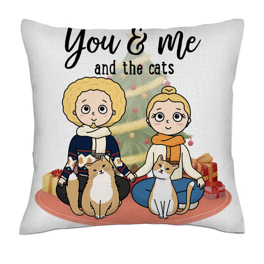 You, me & the dogs (Christmas edition) - Kawaii Frontal- Linen Pillowcase + Pillow Insert Set