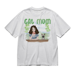 Cat Mom (Frontal)-200g High-Quality 100% Cotton T-Shirt with Heat Transfer Printing