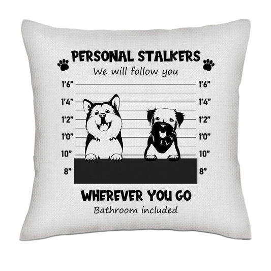 Personal stalker... - Dogs - Black and White- Linen Pillowcase + Pillow Insert Set