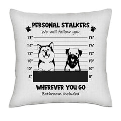 Personal stalker... - Dogs - Black and White- Linen Pillowcase + Pillow Insert Set