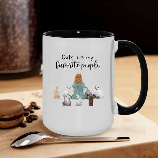 Cats are my favorite people- Personalization Custom Coffee 15 oz. Accent Mug